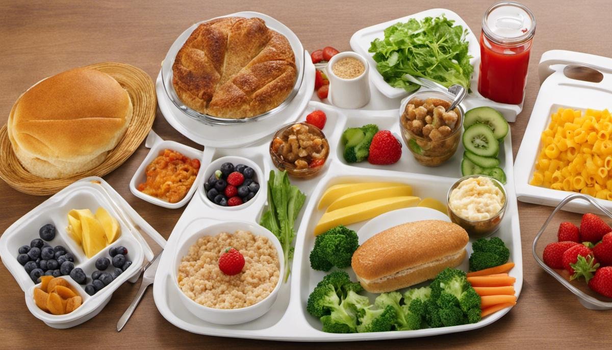 A visual representation of a meal plan for children with autism, including pictures of different food items.