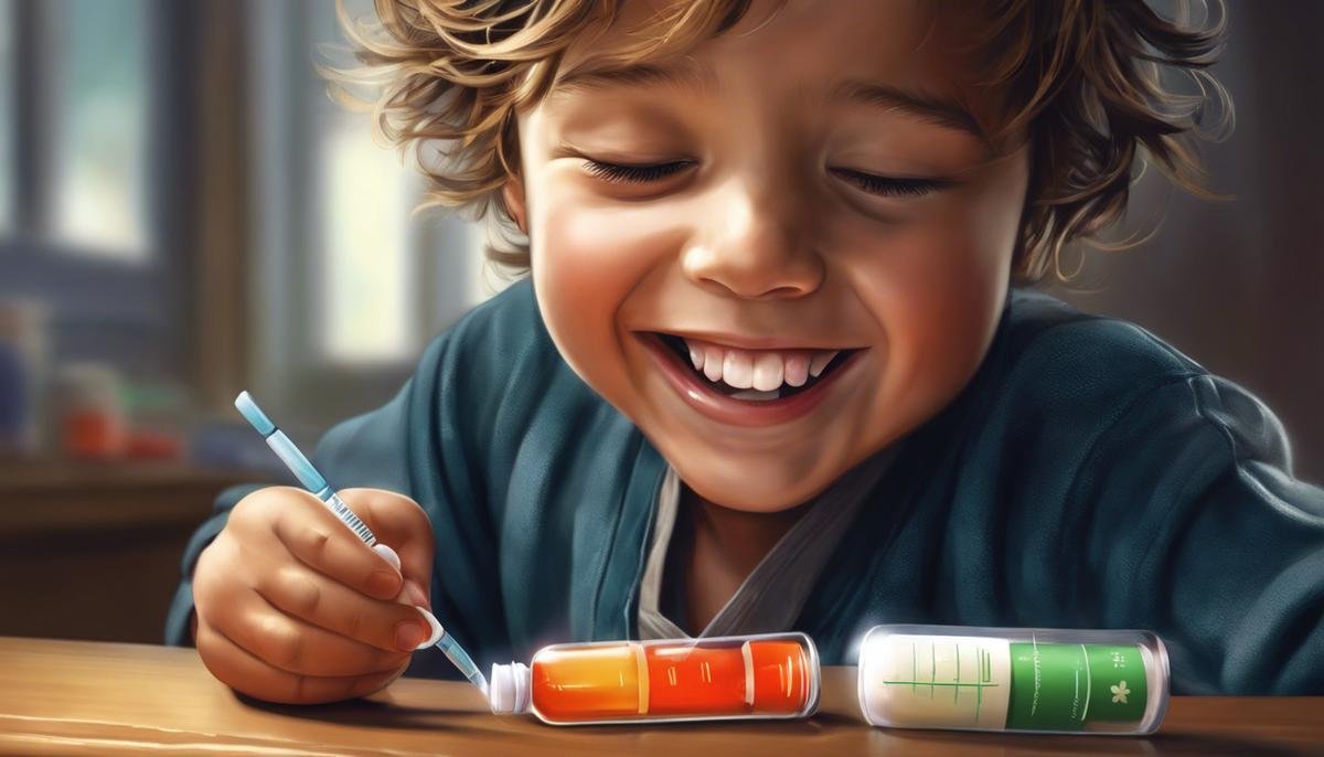 Illustration of a child taking medication with a smile on their face