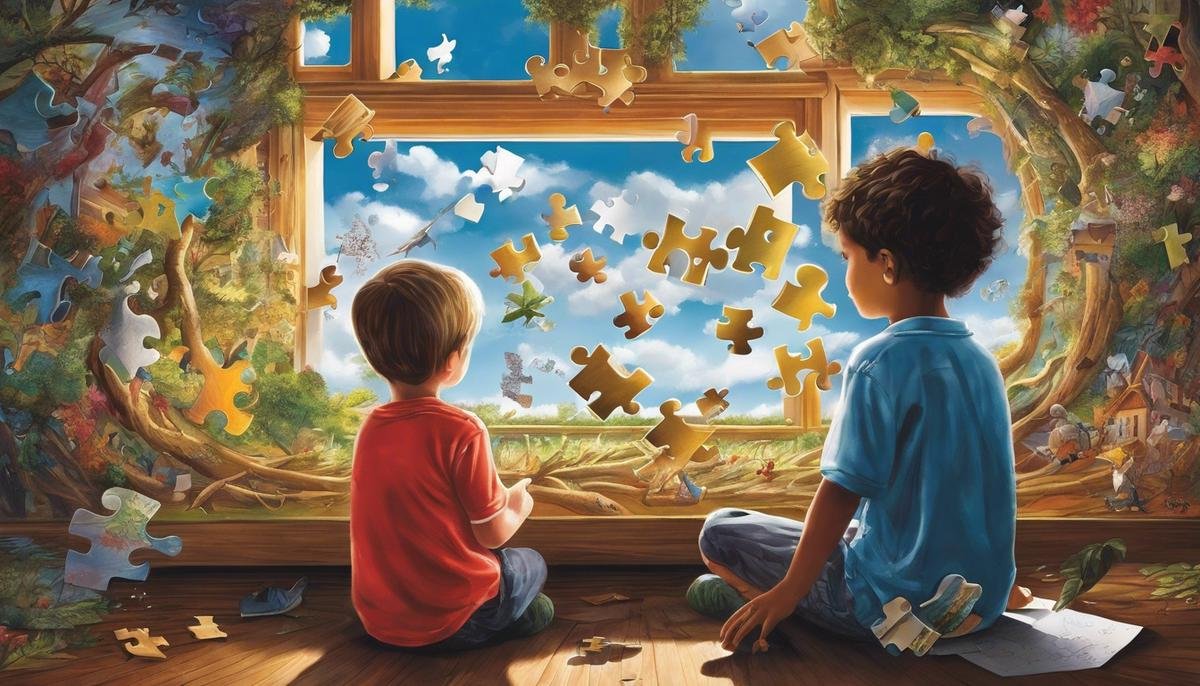 Illustration of children with puzzle pieces expressing confusion and complexity in the journey of misdiagnosed children.