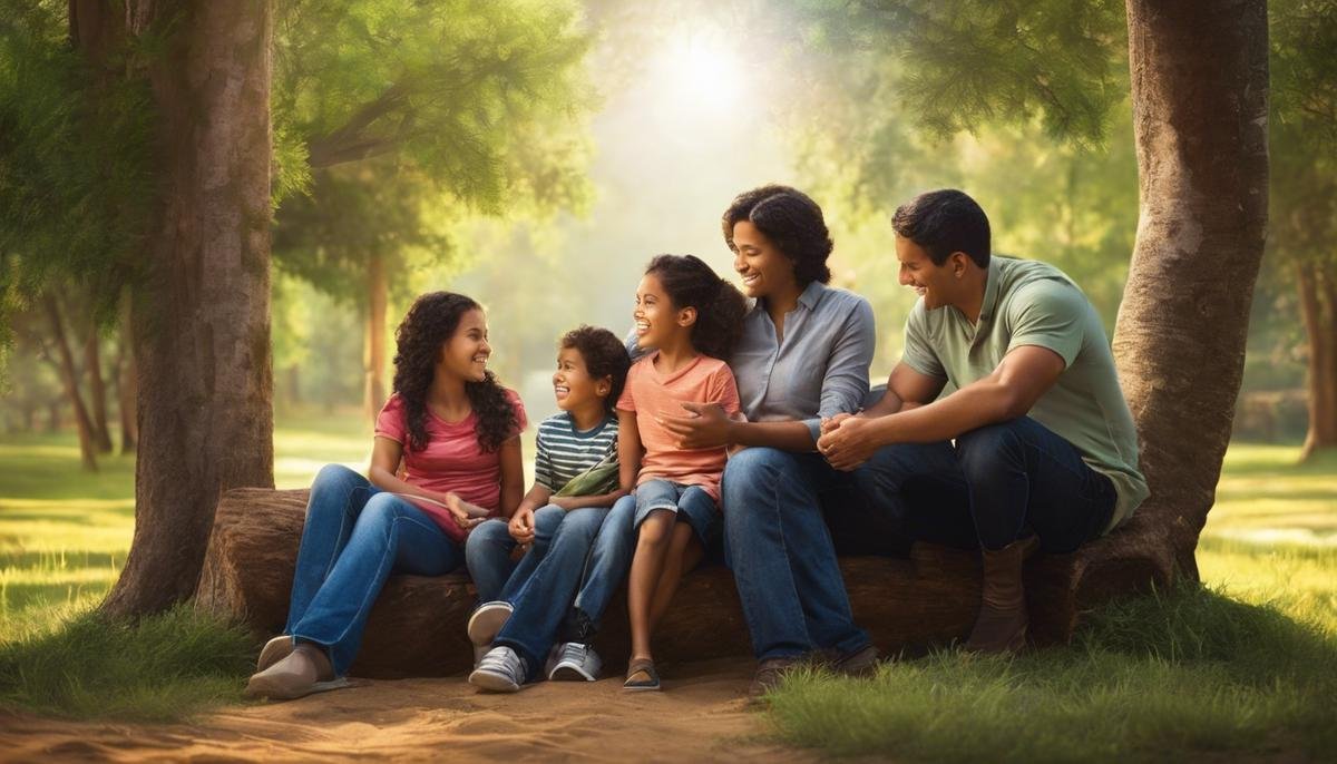 Image of a family sitting together and communicating nonverbally, showing love, empathy, and understanding.