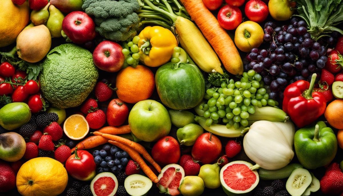 A image of diverse fruits and vegetables, symbolizing the importance of nutrition in managing autism symptoms