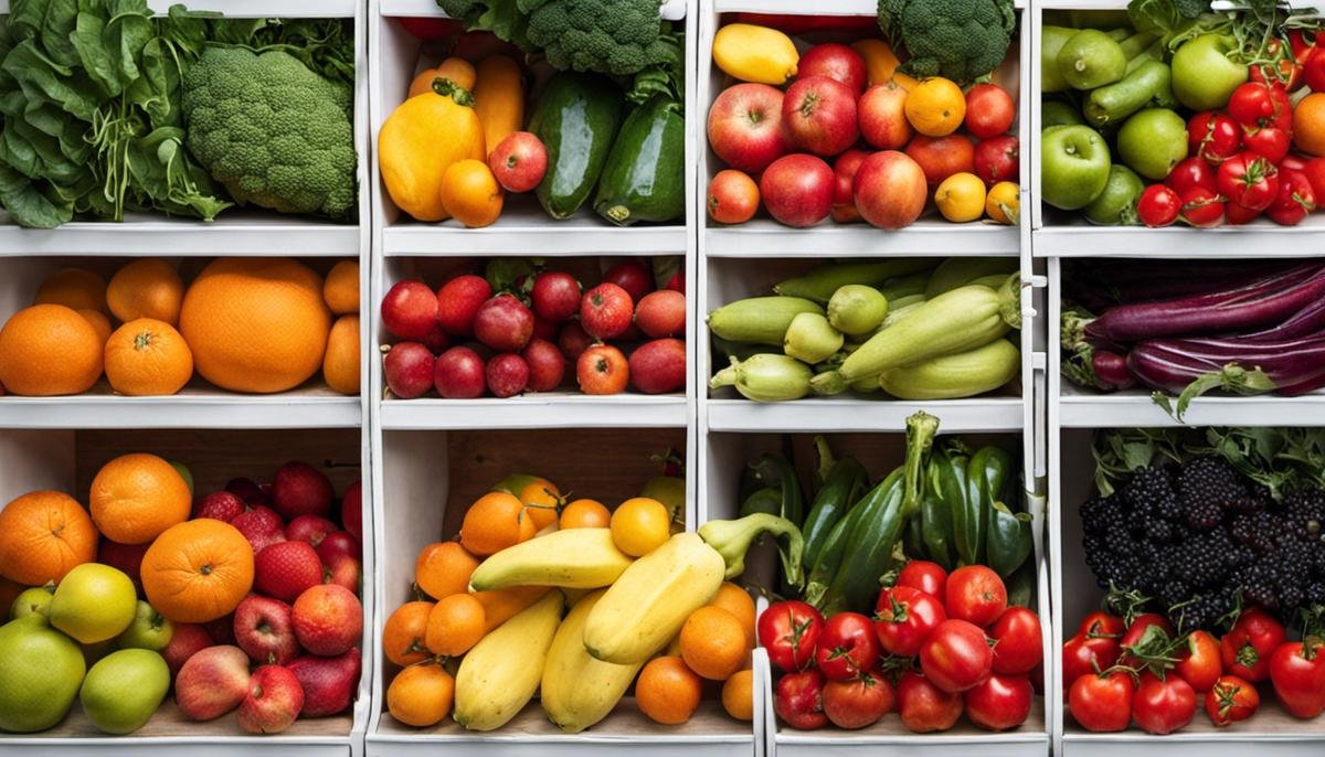 A diverse selection of colorful fruits and vegetables.