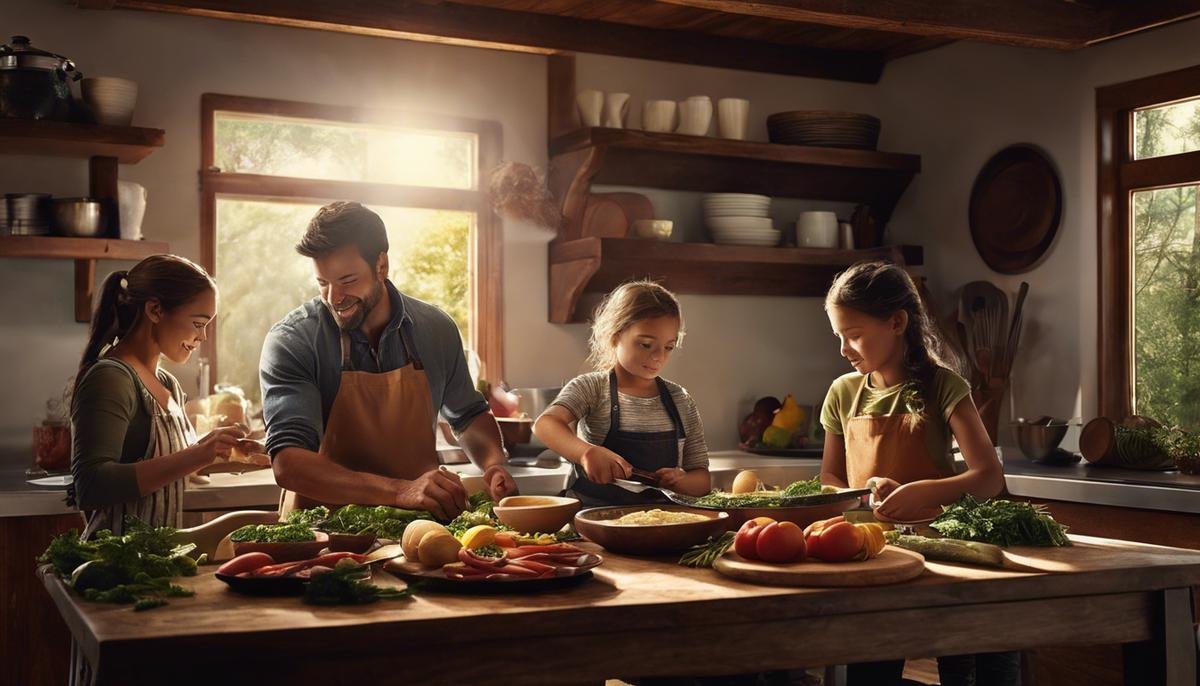 Image illustrating a family preparing a Paleo meal together