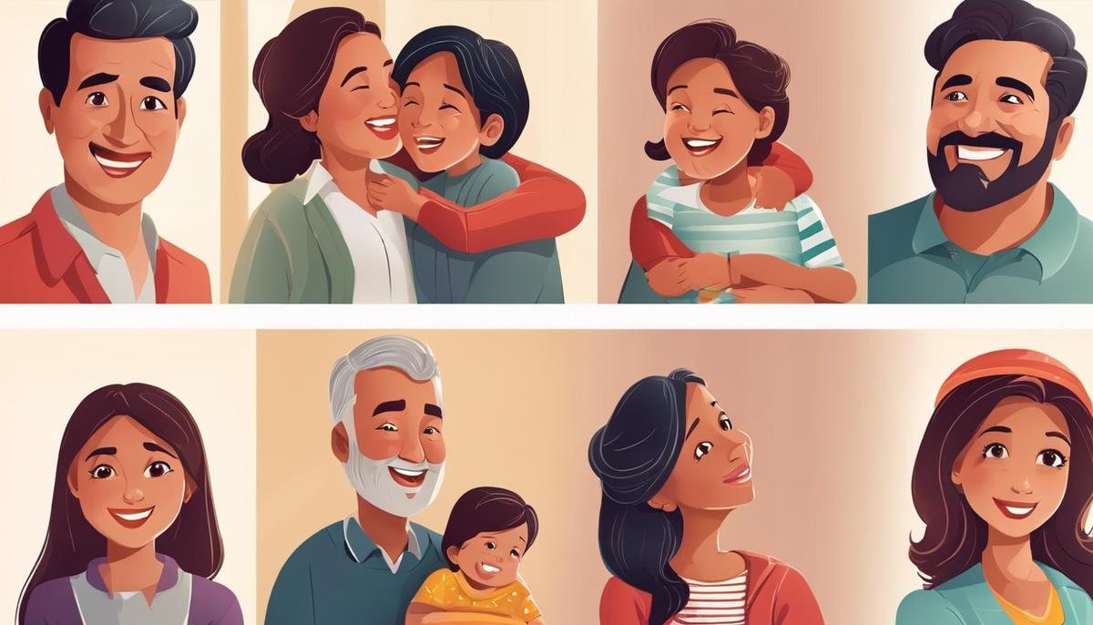 Parental Facial Expressions Image - Illustration of different facial expressions of parents, showcasing love, pride, and understanding.