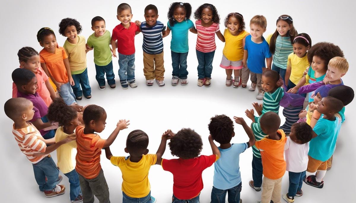 Image depicting a diverse group of children holding hands forming a circle