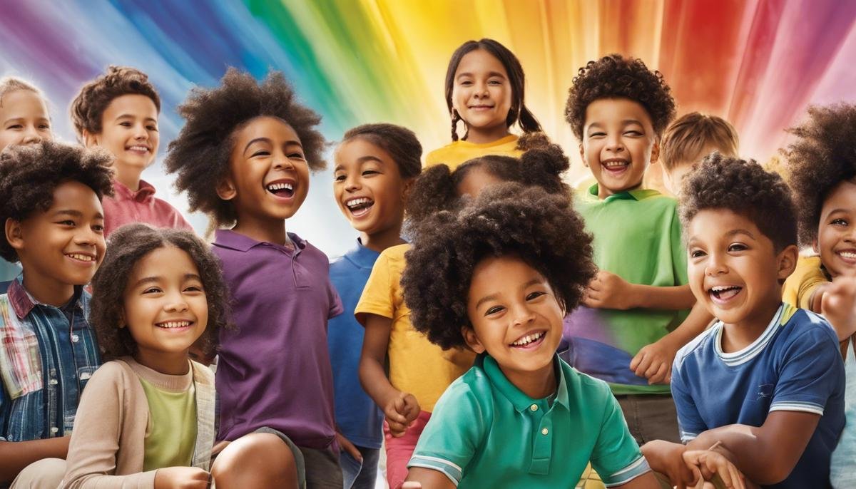 Image of a diverse group of children engaging in activities together, highlighting inclusivity and acceptance