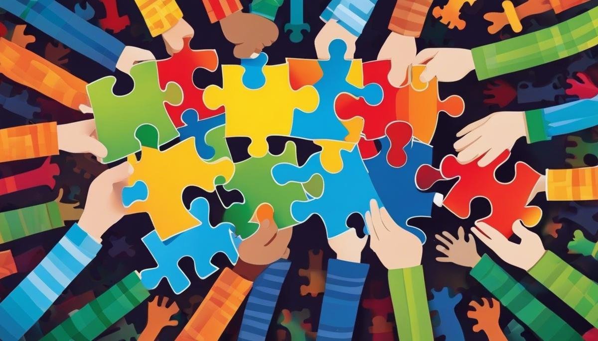 Inclusive image of hands holding puzzle pieces, symbolizing the complexities of repetitive behaviors in autism.