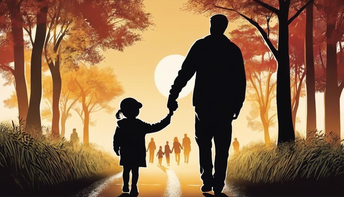 Illustration of a parent holding hands with a child, symbolizing the role of parents in assisting autistic children with medication.