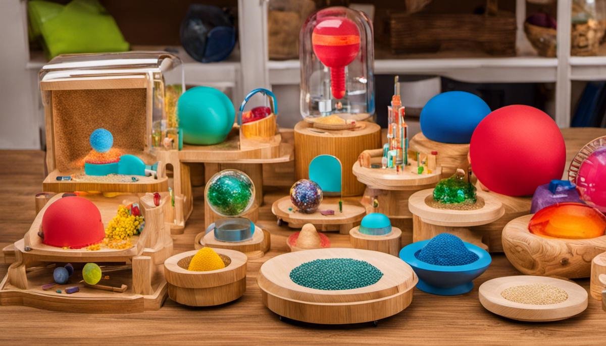 Various sensory toys displayed together