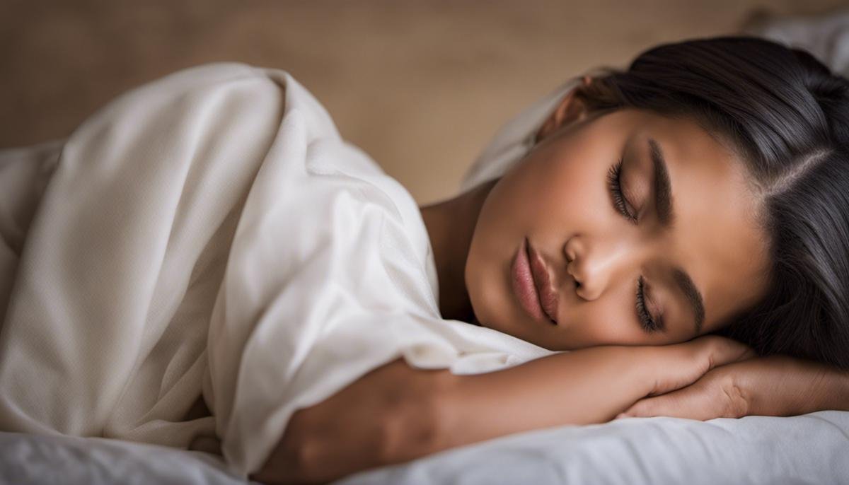 A girl sleeping peacefully with a peaceful expression on her face