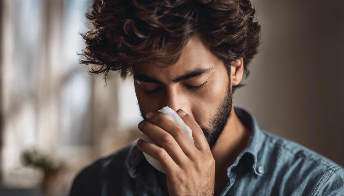 A person holding their nose, symbolizing sensitivity to smells in the home.