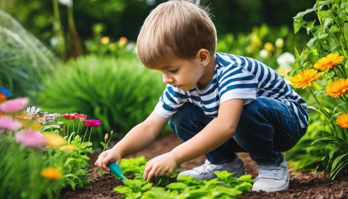 Children with autism exploring different scents in a garden