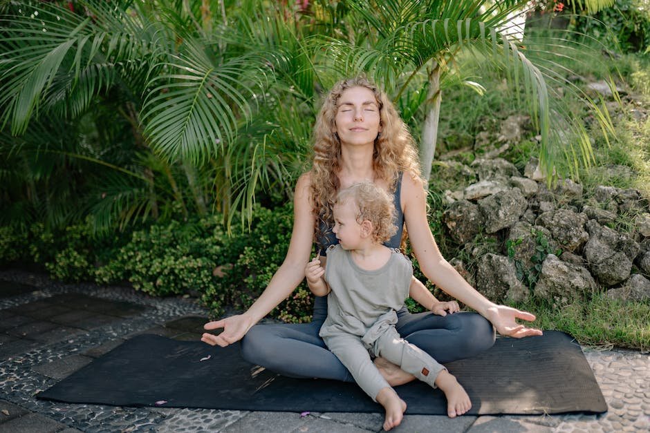A peaceful image of a child doing yoga, surrounded by calming nature.