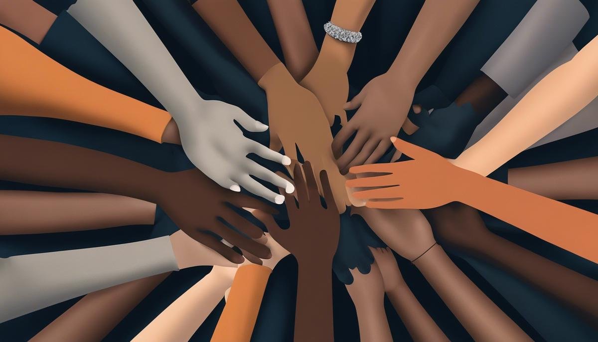 Image description: An image of diverse hands joined together, symbolizing a supportive network.