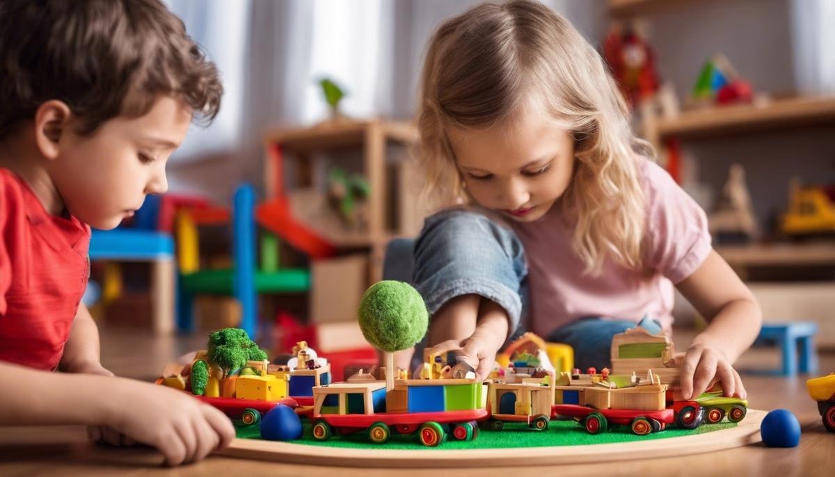 Image of children with autism playing with toys, symbolizing the importance of toys in their development.