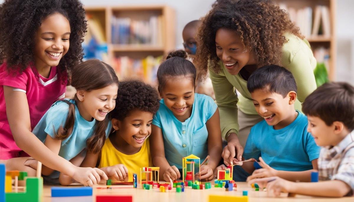 Image description: A diverse group of children happily engaged in different activities, symbolizing the inclusion and understanding of children with autism.