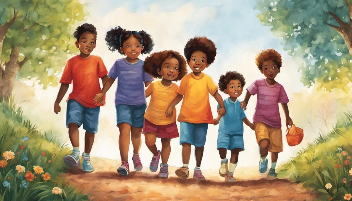 Illustration of diverse children holding hands, representing inclusion and acceptance for children with autism
