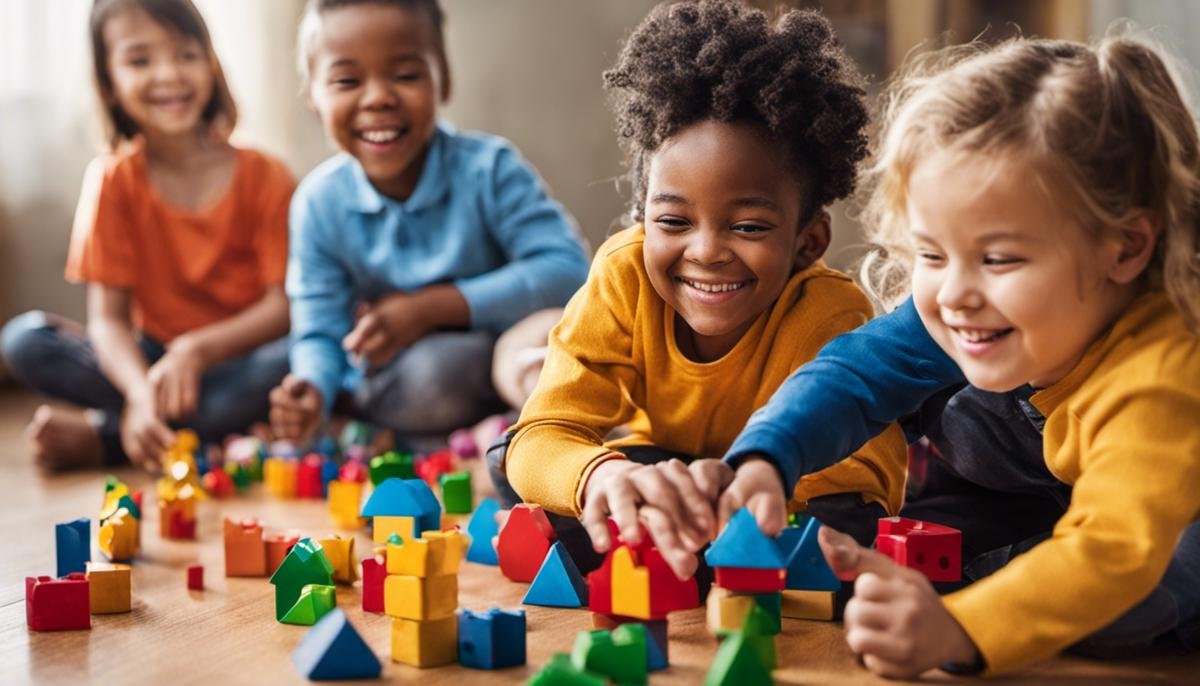 Image depicting a diverse group of children playing and smiling together happily, representing the inclusiveness and potential of children with autism