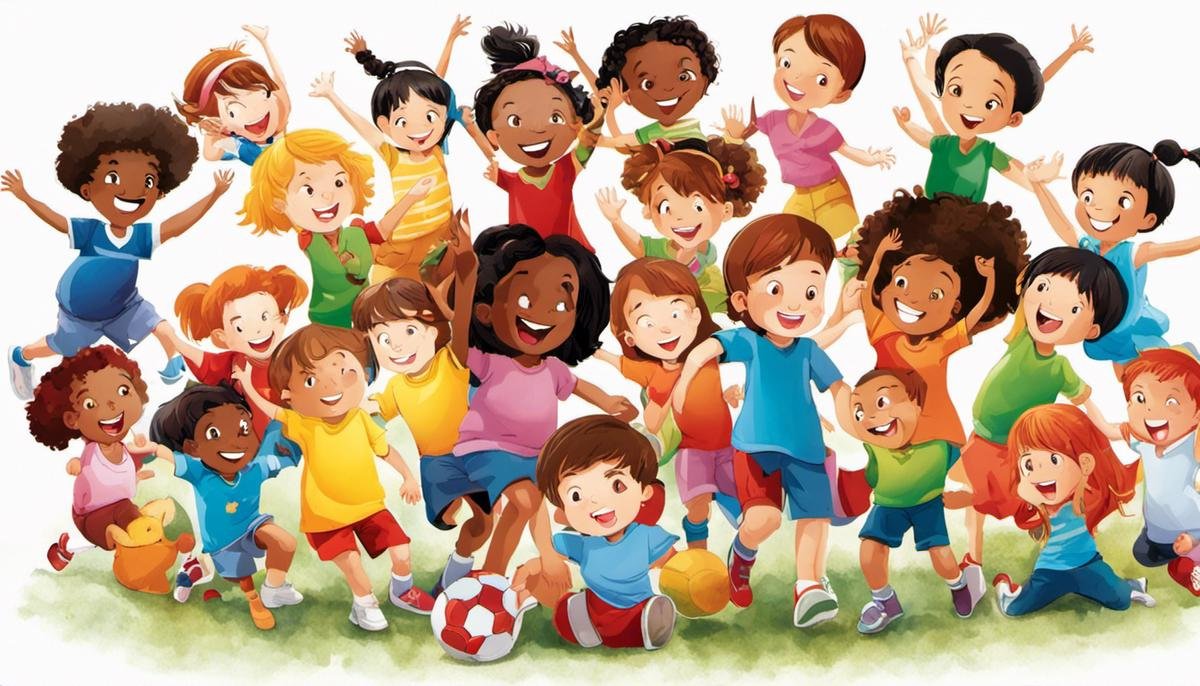 An image of a diverse group of children playing happily together, symbolizing inclusivity and support for children with autism.