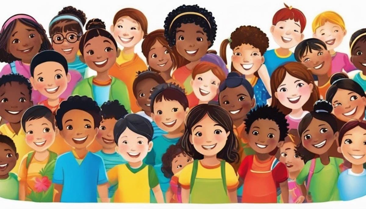 An image depicting diversity and inclusivity, showcasing different children of various ethnicities holding hands in unity.