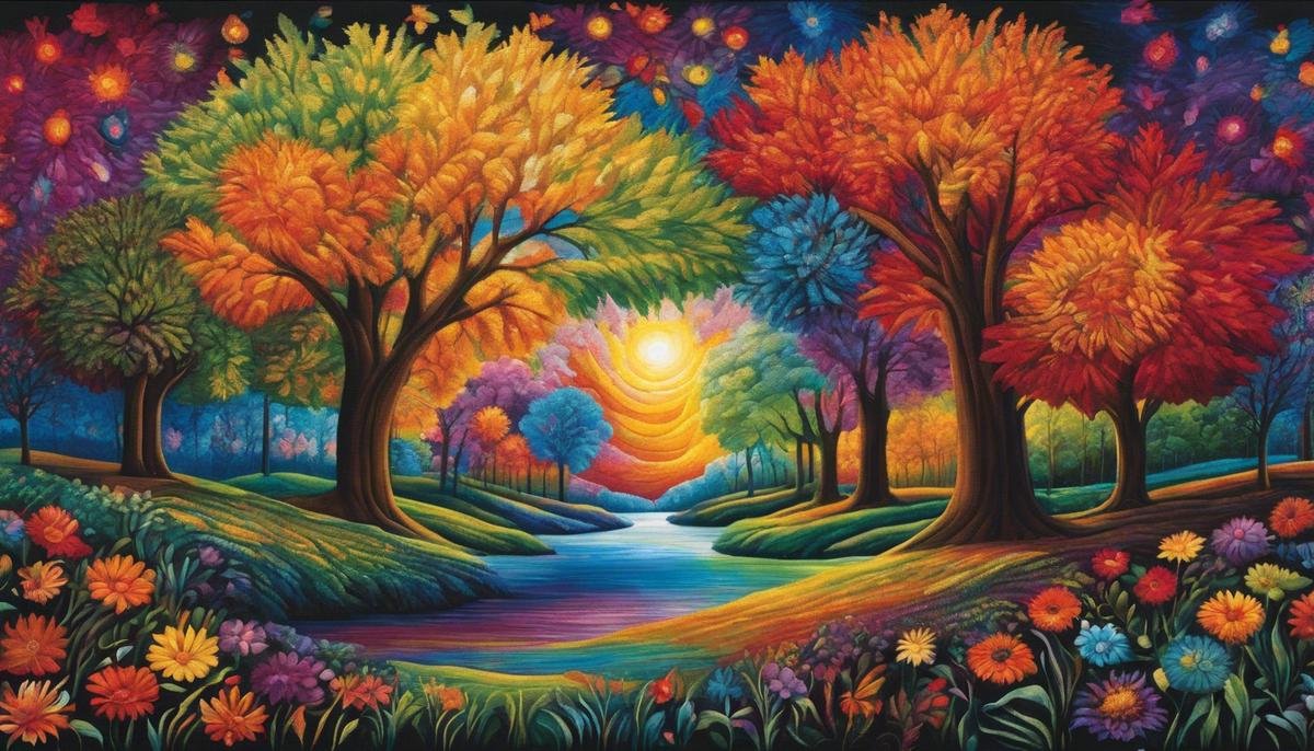 Image depicting a woven tapestry with vibrant colors representing the beauty of neurodiversity and the importance of recognizing early signs of autism.