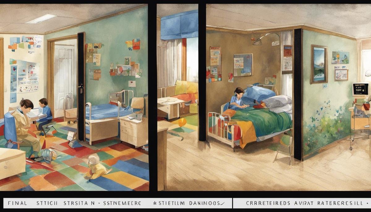 Illustration showing the steps involved in the autism diagnosis, from initial screening to final diagnosis.