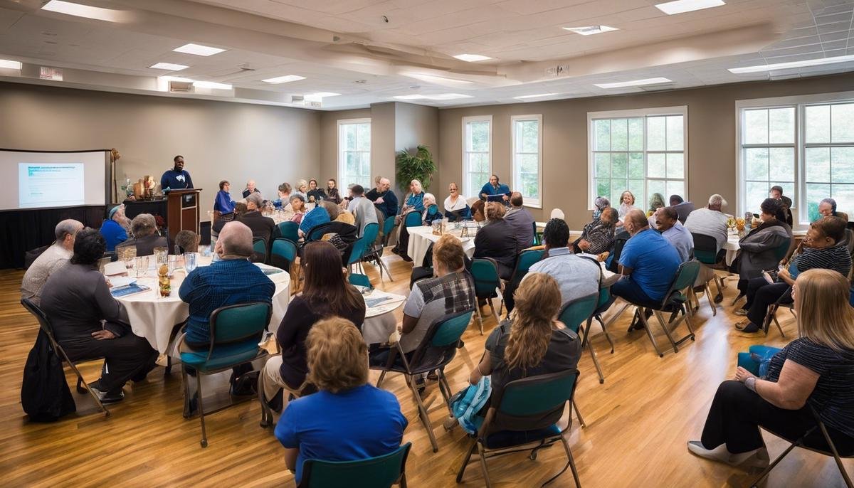Image of a supportive community gathering to discuss Autism healthcare services