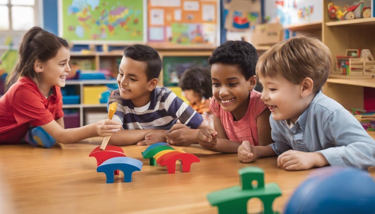 Image depicting an inclusive environment where children with autism are engaging with activities and embracing their unique interests.