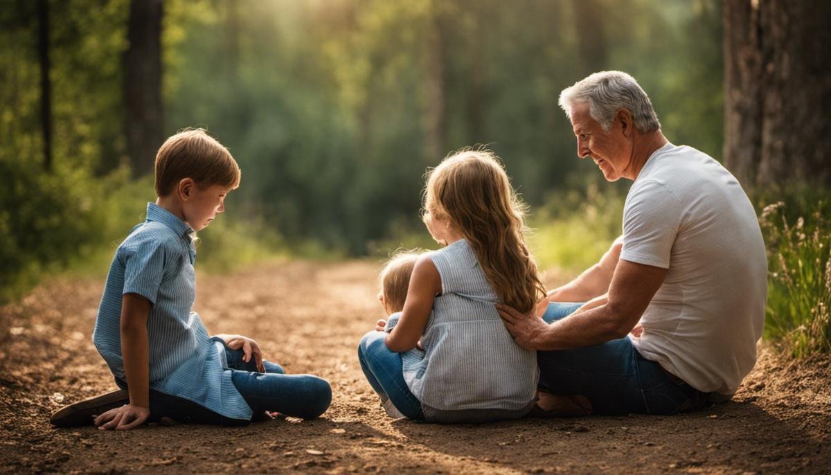 An image of a family sitting together, showing emotional support and care for each other.