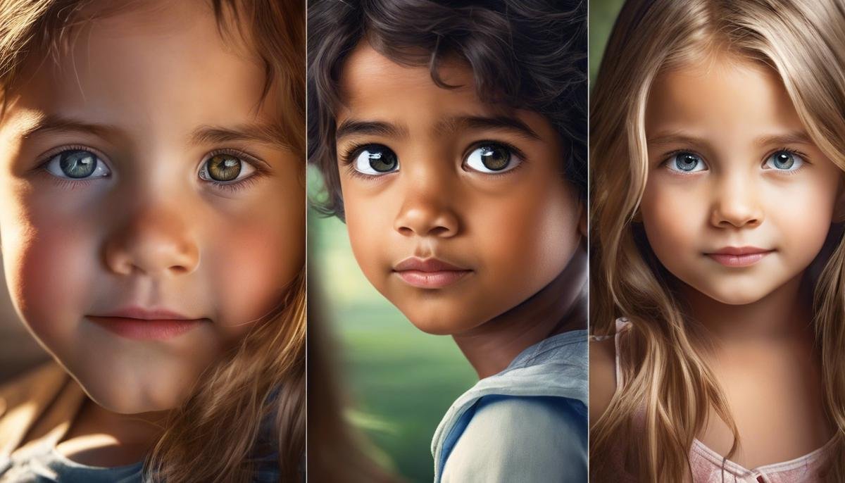 Illustration showing different stages of eye contact development from infancy to teenage years