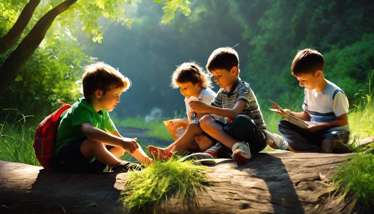 A group of children with autism playing and exploring under watchful eyes.