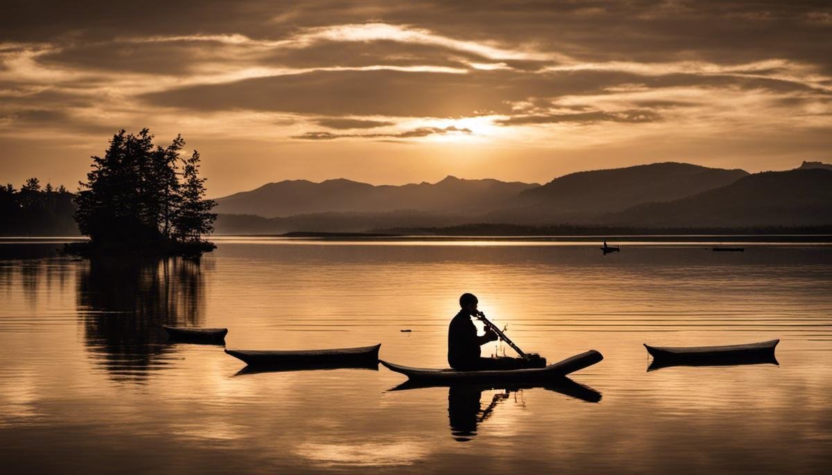 An image of a person playing a flute during a music therapy session